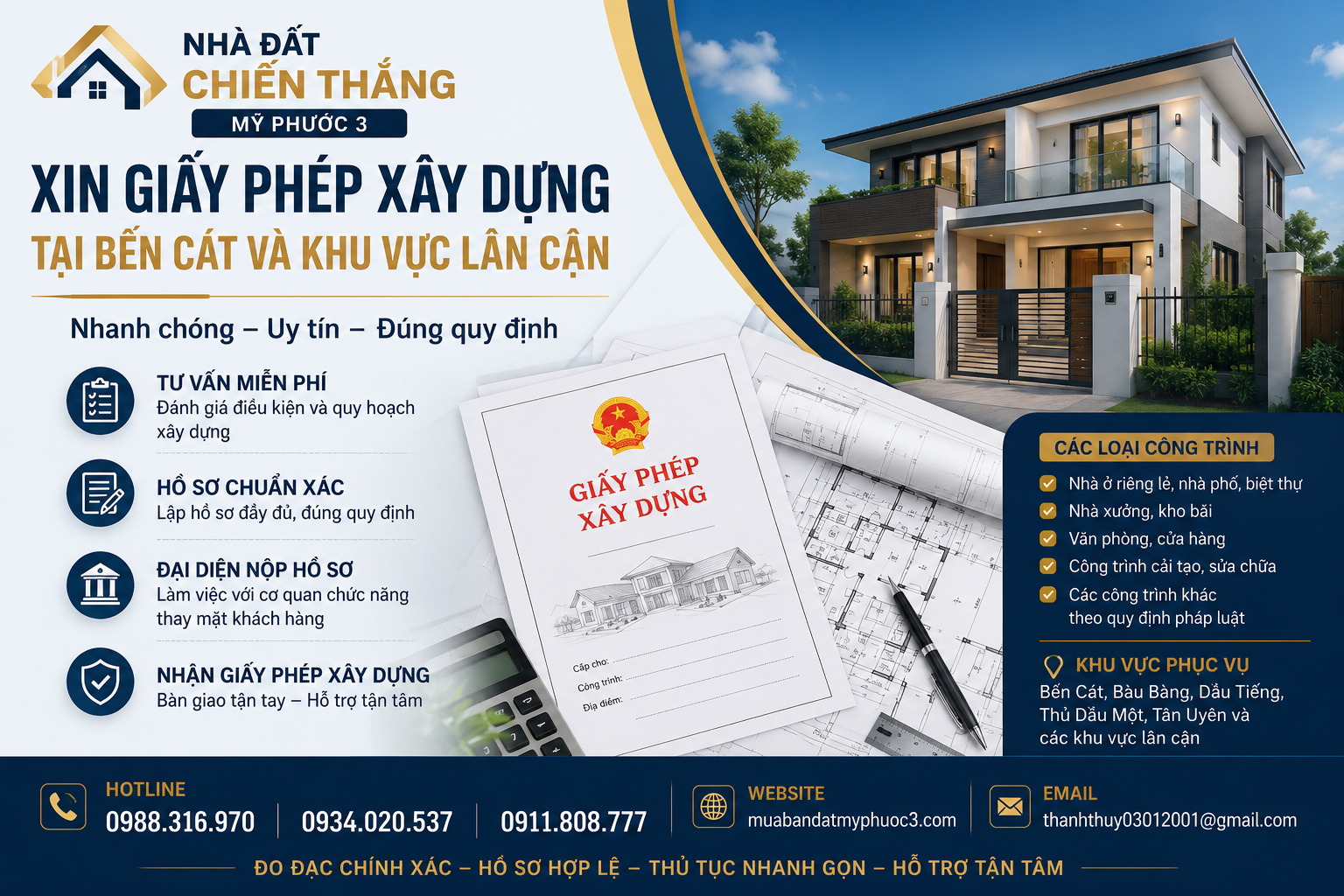 Dịch vụ Xin giấy phép xây dựng tại Bến Cát uy ín Giá rẻ